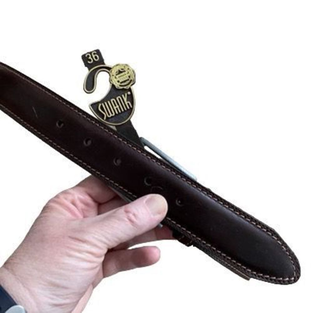 Swank Size 36 Brown Leather Belt-New - Picture 3 of 5